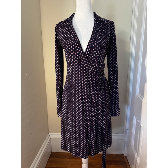 Tommy Hilfiger Women's Wrap Dress Navy Red Women's Size 2 New without Tags - Picture 1 of 2